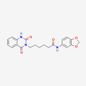 molecular formula C21H21N3O5 B14093259 N-(1,3-benzodioxol-5-yl)-6-(2-hydroxy-4-oxoquinazolin-3(4H)-yl)hexanamide 