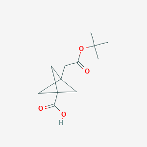 molecular formula C12H18O4 B1409335 Bicyclo[1.1.1]pentane-1-acetic acid, 3-carboxy-, 1-(1,1-dimethylethyl) ester CAS No. 1113001-76-5