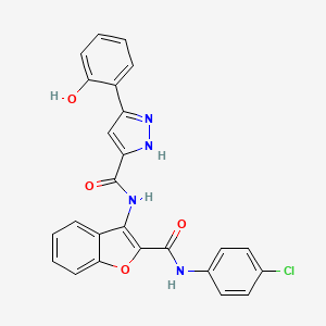 molecular formula C25H17ClN4O4 B14093412 N-{2-[(4-chlorophenyl)carbamoyl]-1-benzofuran-3-yl}-3-(2-hydroxyphenyl)-1H-pyrazole-5-carboxamide 