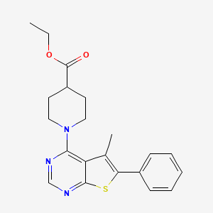 B1409344 Ethyl 1-(5-methyl-6-phenylthieno[2,3-d]pyrimidin-4-yl)piperidine-4-carboxylate CAS No. 1858257-30-3