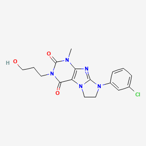molecular formula C17H18ClN5O3 B14093489 8-(3-chlorophenyl)-3-(3-hydroxypropyl)-1-methyl-7,8-dihydro-1H-imidazo[2,1-f]purine-2,4(3H,6H)-dione 
