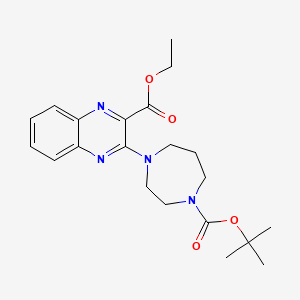 molecular formula C21H28N4O4 B1409354 t-Butyl 4-[3-(ethoxycarbonyl)quinoxalin-2-yl]-1,4-diazepane-1-carboxylate CAS No. 1858255-49-8