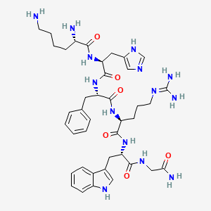 molecular formula C40H56N14O6 B14093550 Glycinamide, L-lysyl-L-histidyl-L-phenylalanyl-L-arginyl-L-tryptophyl-(9CI) 
