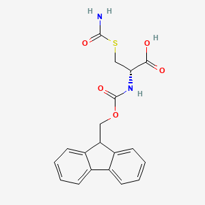 molecular formula C19H18N2O5S B1409364 (2S)-3-Carbamoylsulfanyl-2-(9H-fluoren-9-ylmethoxycarbonylamino)propanoic acid CAS No. 1354488-29-1