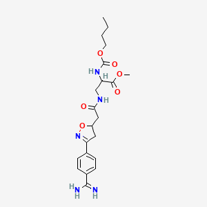 molecular formula C21H29N5O6 B14093725 Methyl N-(butoxycarbonyl)-3-{2-[3-(4-carbamimidoylphenyl)-4,5-dihydro-1,2-oxazol-5-yl]acetamido}alaninate 