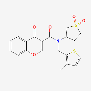 molecular formula C20H19NO5S2 B14093739 N-(1,1-dioxidotetrahydrothiophen-3-yl)-N-[(3-methylthiophen-2-yl)methyl]-4-oxo-4H-chromene-3-carboxamide 