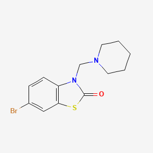 molecular formula C13H15BrN2OS B14093827 2(3H)-Benzothiazolone, 6-bromo-3-(1-piperidinylmethyl)- CAS No. 100689-40-5