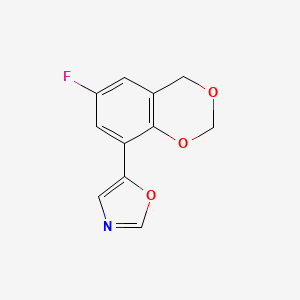 molecular formula C11H8FNO3 B1409384 5-(6-Fluoro-4H-1,3-benzodioxin-8-yl)-1,3-oxazole CAS No. 1823272-05-4