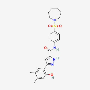 molecular formula C24H28N4O4S B14093855 N-[4-(azepan-1-ylsulfonyl)phenyl]-5-(2-hydroxy-4,5-dimethylphenyl)-1H-pyrazole-3-carboxamide 