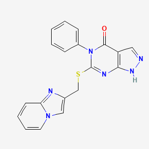 molecular formula C19H14N6OS B14093942 6-(imidazo[1,2-a]pyridin-2-ylmethylsulfanyl)-5-phenyl-1H-pyrazolo[3,4-d]pyrimidin-4-one 