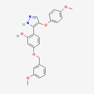 molecular formula C24H22N2O5 B14094003 5-[(3-methoxybenzyl)oxy]-2-[4-(4-methoxyphenoxy)-1H-pyrazol-5-yl]phenol 