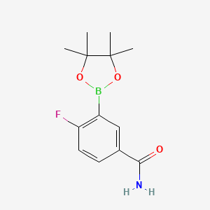 molecular formula C13H17BFNO3 B1409408 4-Fluoro-3-(4,4,5,5-tetramethyl-1,3,2-dioxaborolan-2-YL)benzamide CAS No. 1412905-42-0