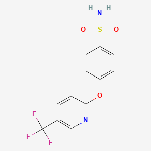 molecular formula C12H9F3N2O3S B1409415 4-{[5-(Trifluoromethyl)pyridin-2-yl]oxy}benzenesulfonamide CAS No. 874839-04-0