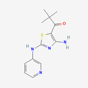molecular formula C13H16N4OS B1409416 1-[4-Amino-2-(pyridin-3-ylamino)-1,3-thiazol-5-yl]-2,2-dimethylpropan-1-one CAS No. 1042734-86-0