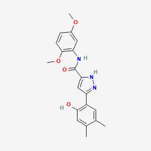 molecular formula C20H21N3O4 B14094249 N-(2,5-dimethoxyphenyl)-5-(2-hydroxy-4,5-dimethylphenyl)-1H-pyrazole-3-carboxamide 