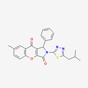molecular formula C24H21N3O3S B14094440 7-Methyl-2-[5-(2-methylpropyl)-1,3,4-thiadiazol-2-yl]-1-phenyl-1,2-dihydrochromeno[2,3-c]pyrrole-3,9-dione 