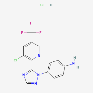 4-{5-[3-chloro-5-(trifluoromethyl)pyridin-2-yl]-1H-1,2,4-triazol-1-yl}aniline hydrochloride