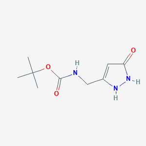 molecular formula C9H15N3O3 B1409453 tert-butyl N-[(5-oxo-2,5-dihydro-1H-pyrazol-3-yl)methyl]carbamate CAS No. 1803591-31-2