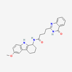 molecular formula C25H26N4O3 B14094538 N-(6-methoxy-2,3,4,9-tetrahydro-1H-carbazol-1-yl)-4-(4-oxo-3,4-dihydroquinazolin-2-yl)butanamide 