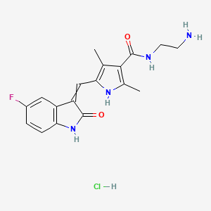 molecular formula C18H20ClFN4O2 B14094584 N-(2-aminoethyl)-5-{[(3Z)-5-fluoro-2-oxo-2,3-dihydro-1H-indol-3-ylidene]methyl}-2,4-dimethyl-1H-pyrrole-3-carboxamide hydrochloride 