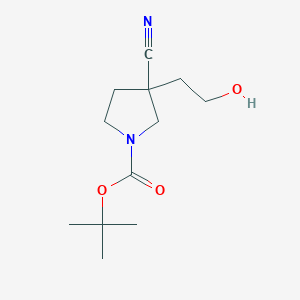 molecular formula C12H20N2O3 B1409460 tert-Butyl 3-cyano-3-(2-hydroxyethyl)-pyrrolidine-1-carboxylate CAS No. 1648864-58-7