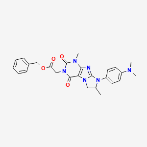 molecular formula C26H26N6O4 B14094675 benzyl 2-(8-(4-(dimethylamino)phenyl)-1,7-dimethyl-2,4-dioxo-1H-imidazo[2,1-f]purin-3(2H,4H,8H)-yl)acetate 