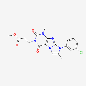 molecular formula C19H18ClN5O4 B14094768 methyl 3-[8-(3-chlorophenyl)-1,7-dimethyl-2,4-dioxo-1,2,4,8-tetrahydro-3H-imidazo[2,1-f]purin-3-yl]propanoate 