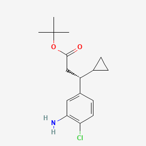 molecular formula C16H22ClNO2 B14094932 tert-butyl (3R)-3-(3-amino-4-chlorophenyl)-3-cyclopropylpropanoate 