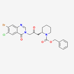 molecular formula C24H23BrClN3O4 B14094967 benzyl (S)-2-(3-(7-bromo-6-chloro-4-oxoquinazolin-3(4H)-yl)-2-oxopropyl)piperidine-1-carboxylate 