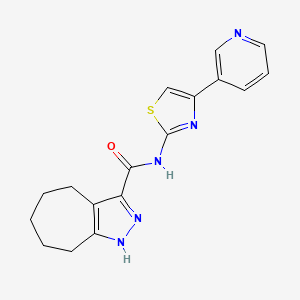 molecular formula C17H17N5OS B14095011 N-[4-(pyridin-3-yl)-1,3-thiazol-2-yl]-2,4,5,6,7,8-hexahydrocyclohepta[c]pyrazole-3-carboxamide 