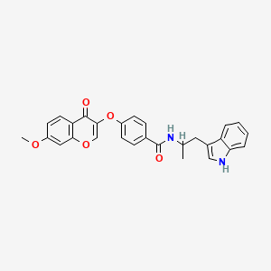 molecular formula C28H24N2O5 B14095167 N-(1-(1H-indol-3-yl)propan-2-yl)-4-((7-methoxy-4-oxo-4H-chromen-3-yl)oxy)benzamide 