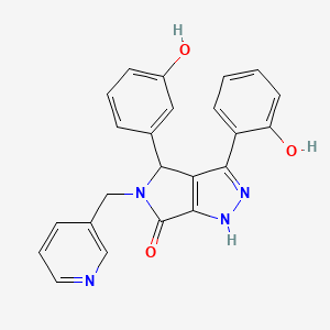 molecular formula C23H18N4O3 B14095194 3-(2-hydroxyphenyl)-4-(3-hydroxyphenyl)-5-(pyridin-3-ylmethyl)-4,5-dihydropyrrolo[3,4-c]pyrazol-6(1H)-one 
