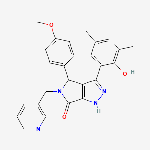 molecular formula C26H24N4O3 B14095248 3-(2-hydroxy-3,5-dimethylphenyl)-4-(4-methoxyphenyl)-5-(pyridin-3-ylmethyl)-4,5-dihydropyrrolo[3,4-c]pyrazol-6(2H)-one 