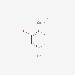 molecular formula C6H3BrFIZn B14095262 zinc;1-bromo-3-fluorobenzene-4-ide;iodide 