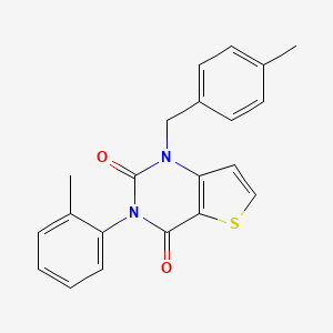molecular formula C21H18N2O2S B14095273 1-(4-methylbenzyl)-3-(2-methylphenyl)thieno[3,2-d]pyrimidine-2,4(1H,3H)-dione 