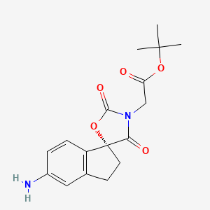 molecular formula C17H20N2O5 B14095281 tert-butyl 2-[(1R)-5-amino-3',5'-dioxo-2,3-dihydrospiro[indene-1,2'-[1,4]oxazolidine]-4'-yl]acetate 
