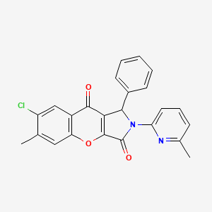molecular formula C24H17ClN2O3 B14095287 7-Chloro-6-methyl-2-(6-methylpyridin-2-yl)-1-phenyl-1,2-dihydrochromeno[2,3-c]pyrrole-3,9-dione 