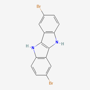 molecular formula C14H8Br2N2 B14095288 4,12-Dibromo-8,16-diazatetracyclo[7.7.0.0^{2,7}.0^{10,15}]hexadeca-1(9),2(7),3,5,10(15),11,13-heptaene 