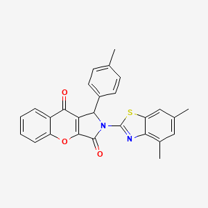 molecular formula C27H20N2O3S B14095325 2-(4,6-Dimethyl-1,3-benzothiazol-2-yl)-1-(4-methylphenyl)-1,2-dihydrochromeno[2,3-c]pyrrole-3,9-dione 