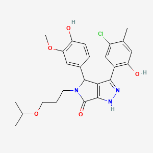 molecular formula C25H28ClN3O5 B14095410 3-(5-chloro-2-hydroxy-4-methylphenyl)-4-(4-hydroxy-3-methoxyphenyl)-5-[3-(propan-2-yloxy)propyl]-4,5-dihydropyrrolo[3,4-c]pyrazol-6(2H)-one 