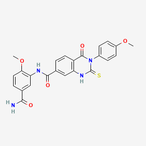 molecular formula C24H20N4O5S B14095414 N-(5-carbamoyl-2-methoxyphenyl)-3-(4-methoxyphenyl)-4-oxo-2-thioxo-1,2,3,4-tetrahydroquinazoline-7-carboxamide 