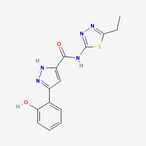 molecular formula C14H13N5O2S B14095468 N-(5-ethyl-1,3,4-thiadiazol-2-yl)-3-(2-hydroxyphenyl)-1H-pyrazole-5-carboxamide 