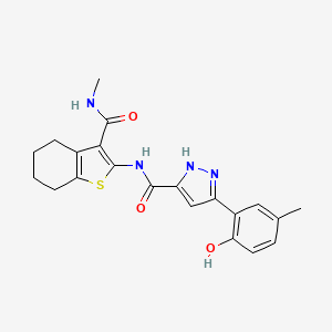 molecular formula C21H22N4O3S B14095497 5-(2-hydroxy-5-methylphenyl)-N-[3-(methylcarbamoyl)-4,5,6,7-tetrahydro-1-benzothiophen-2-yl]-1H-pyrazole-3-carboxamide 