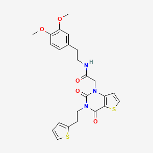 molecular formula C24H25N3O5S2 B14095636 N-[2-(3,4-dimethoxyphenyl)ethyl]-2-{2,4-dioxo-3-[2-(thiophen-2-yl)ethyl]-3,4-dihydrothieno[3,2-d]pyrimidin-1(2H)-yl}acetamide 