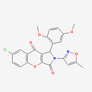 molecular formula C23H17ClN2O6 B14095771 7-Chloro-1-(2,5-dimethoxyphenyl)-2-(5-methyl-1,2-oxazol-3-yl)-1,2-dihydrochromeno[2,3-c]pyrrole-3,9-dione 