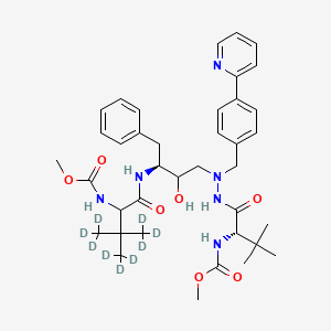 molecular formula C38H52N6O7 B14095774 methyl N-[(2S)-1-[2-[(3S)-2-hydroxy-4-phenyl-3-[[4,4,4-trideuterio-2-(methoxycarbonylamino)-3,3-bis(trideuteriomethyl)butanoyl]amino]butyl]-2-[(4-pyridin-2-ylphenyl)methyl]hydrazinyl]-3,3-dimethyl-1-oxobutan-2-yl]carbamate 