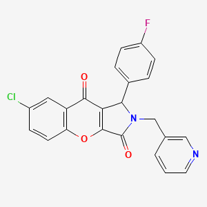 molecular formula C23H14ClFN2O3 B14096185 7-Chloro-1-(4-fluorophenyl)-2-(pyridin-3-ylmethyl)-1,2-dihydrochromeno[2,3-c]pyrrole-3,9-dione 