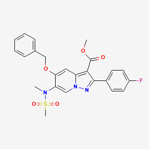 molecular formula C24H22FN3O5S B14096529 methyl 5-(benzyloxy)-2-(4-fluorophenyl)-6-(N-methylmethylsulfonamido)pyrazolo[1,5-a]pyridine-3-carboxylate 