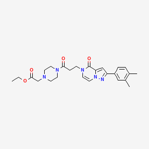 molecular formula C25H31N5O4 B14096693 ethyl (4-{3-[2-(3,4-dimethylphenyl)-4-oxopyrazolo[1,5-a]pyrazin-5(4H)-yl]propanoyl}piperazin-1-yl)acetate 