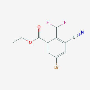 molecular formula C11H8BrF2NO2 B1409680 Ethyl 5-bromo-3-cyano-2-(difluoromethyl)benzoate CAS No. 1805593-97-8